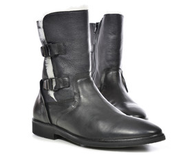 Long black male leather shoes for winter season