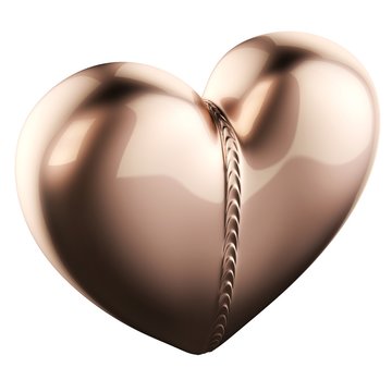 Golden Pendant In Heart Shape With Weld Bead