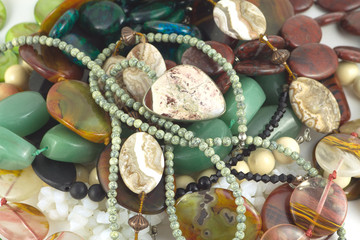 Color stones fashion jewelry closeup horizontal view