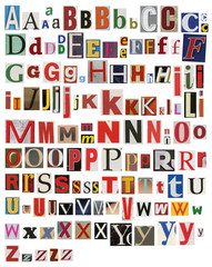 Colorful, newspaper, magazine alphabet