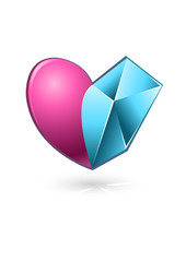 Vector illustration of pink and blue heart