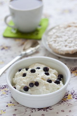 Cottage cheese with blueberries