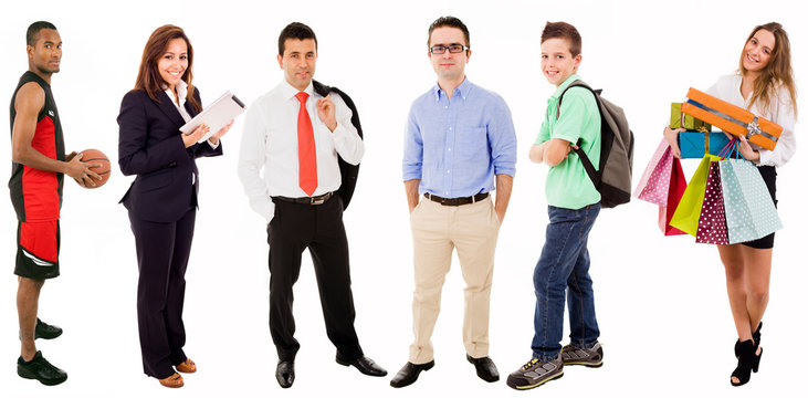 Set of people isolated on white