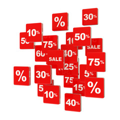 Cloud of Discount Icons on white background (Sale Concept)