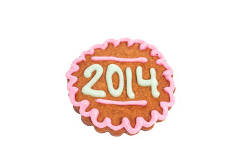 Homemade 2014 cookie isolated on white