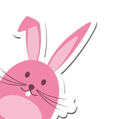 Rosa Osterhase guckt von der Seite