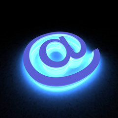 3D abstract E-mail symbol in the neon light