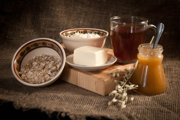 healthy  meal with bread , cereals