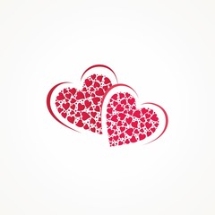 Romantic background with pair of hearts. Vector illustration.