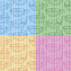 seamless pattern with kittens in cups - 48422844