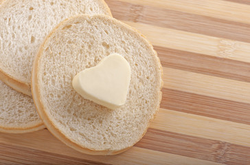 Bread and heart shaped butter