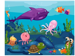 Store enrouleur tamisant Sous-marin paysage marin animaux sous-marins la vie
