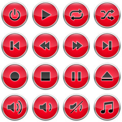 Red glossy player buttons (without white path included)