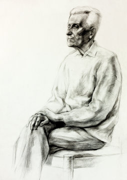 Drawing of a senior man