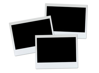 Blank instant photos isolated on white background with clipping