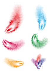 Set of vector colorful feathers