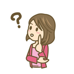 女性　イラスト　上半身　考える