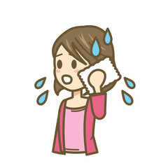 女性　イラスト　上半身　暑い