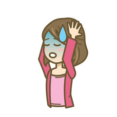 女性　イラスト　上半身　絶望