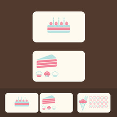 vector cakes business cards, discount and promotional cards