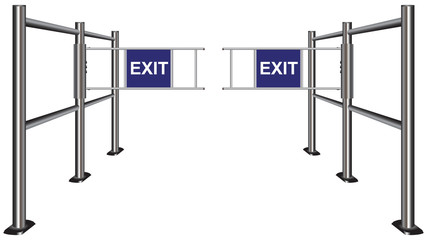 Turnstile pointing exit