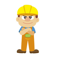 Vector illustration of a builder in yellow helmet