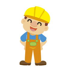 Vector illustration of a builder in yellow helmet