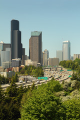 Seattle Skyline and Freeways vertical