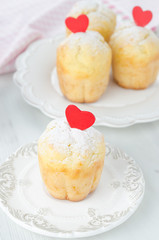 Rum Baba decorated with red hearts
