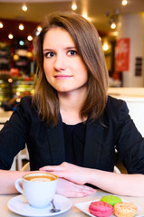 woman in modern cafe