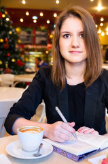 woman in modern cafe
