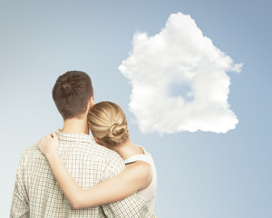 couple and cloud house