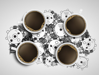four cups of coffee