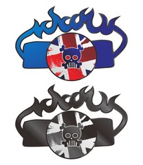 fire united skull button