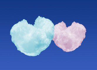 Wolkenherzen hellblau und rosa