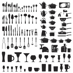 Set of cutlery icons silhouette