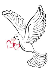 Flying dove with heart