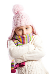 Little girl in warm clothes.