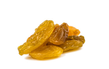 Yellow raisins isolated