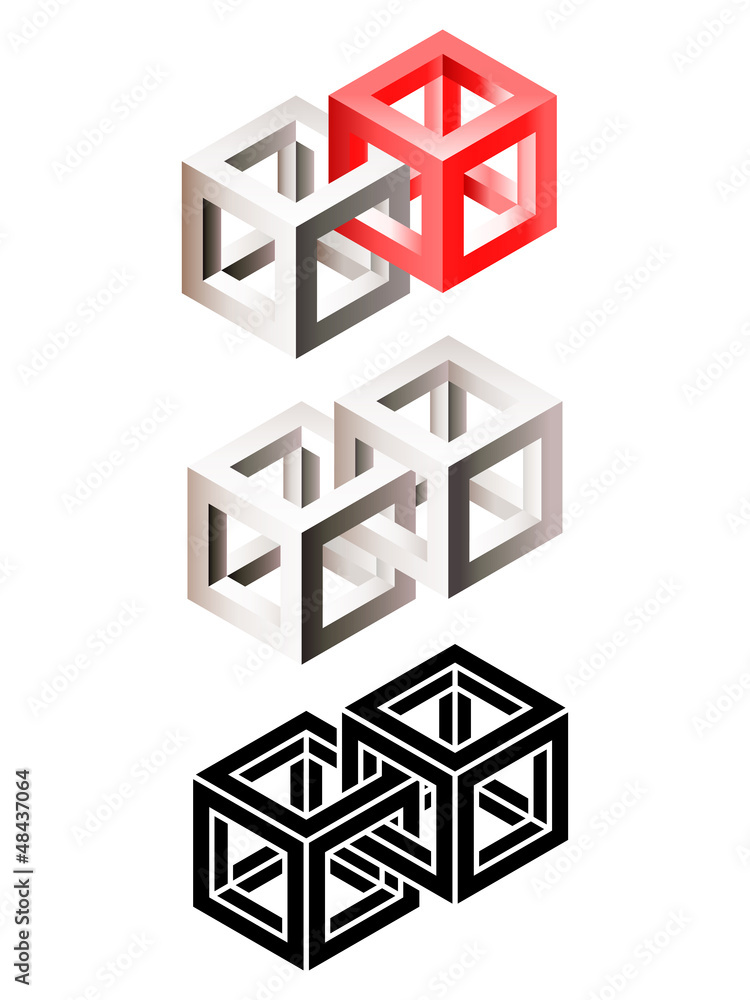 Poster set of intersected wireframe cubes. eps10