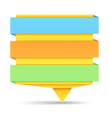 Origami paper banner with three ribbons