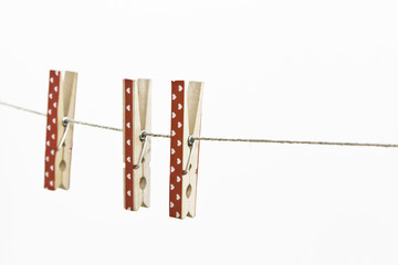 red wooden Hearts Decorated Clothespins