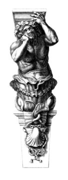 Sculpture : Man Cariatide - 17th century