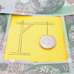 Złotówka na szubienicy banknoty 100 zł 