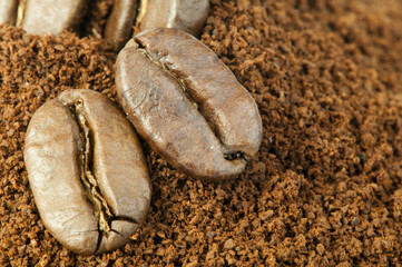 Coffee beans and ground coffee