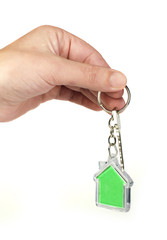 Keychain with figure of green house