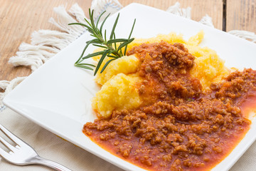 Polenta with Bolognese Sauce