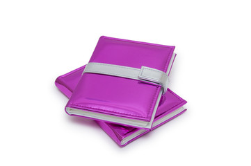 pink books isolated on white background