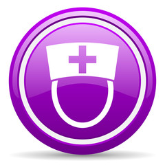 nurse violet glossy icon on white background