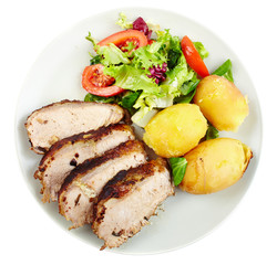 Baked tenderloin with salad